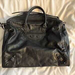 Balenciaga Black Lambskin Leather Kraft Bag without shoulder strap